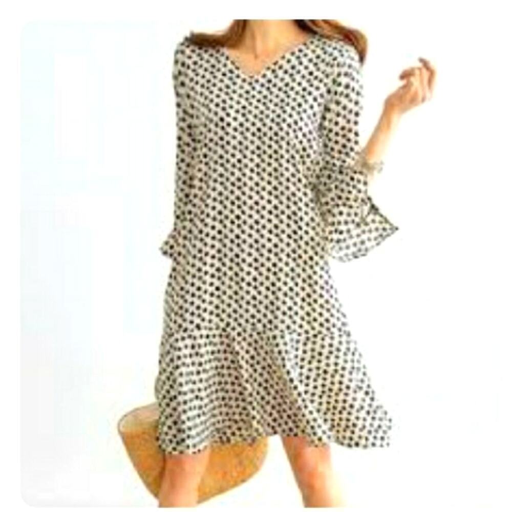 CHARTER CLUB GEOMETRIC PEPLUM CREW NECK DRESS SIZE PS